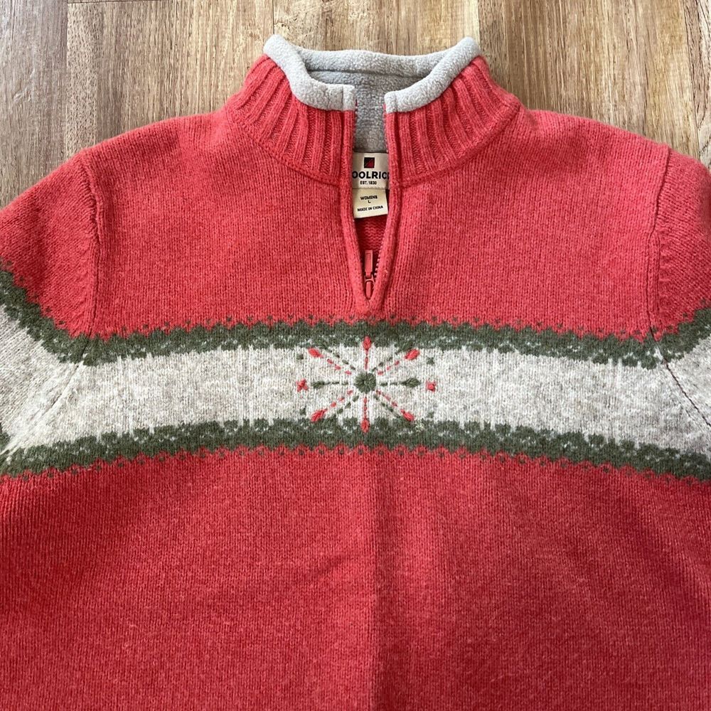 Woolrich Lambswool Sweater Winter Coral Heather Pullover Women's size‎ Large - Picture 2 of 7
